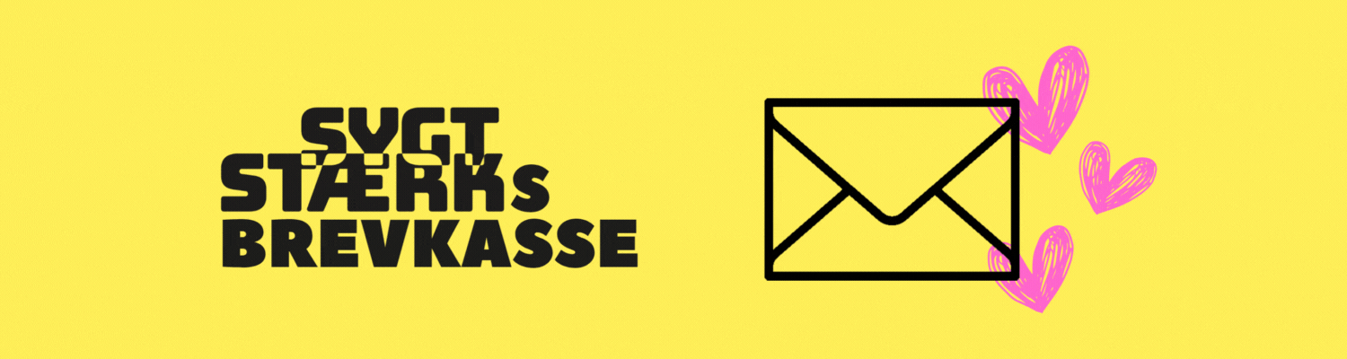 Billede med overskriften "Sygt Stærks Brevkasse" og et symbol med et brev og hjerter på.